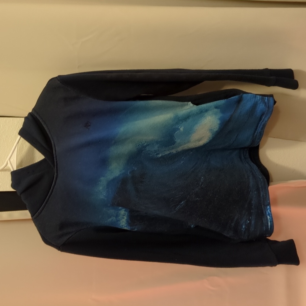 Aeropostale Blue Black Ocean Waves Hoodie Hooded Sweatshirt Size Small